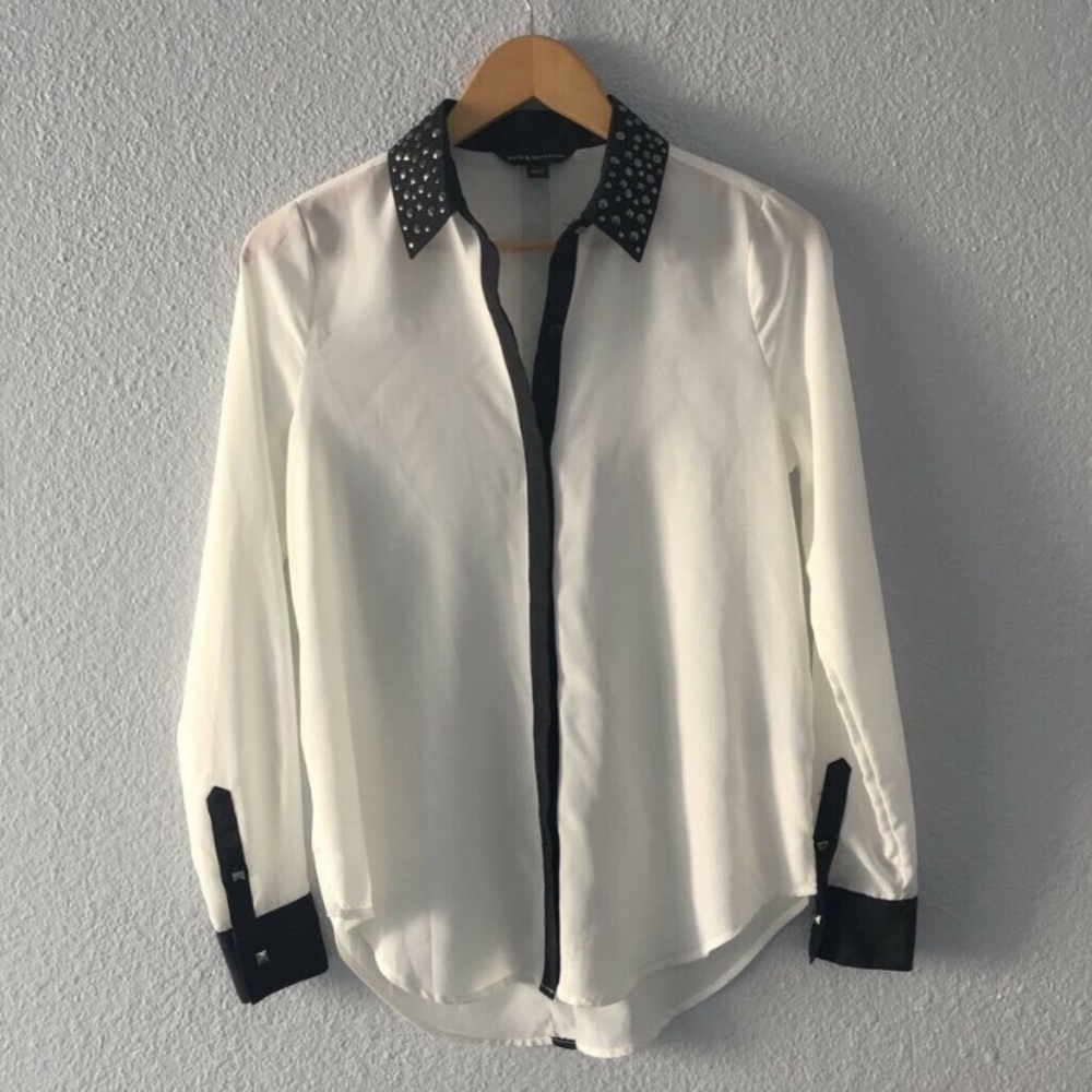Rock & Republic white and black button down.